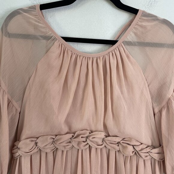 Laundry By Shelli Segal Womens 6 Dusty Pink 100% Silk Babydoll Dress Open Back - Picture 9 of 12